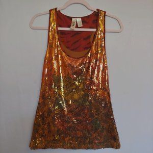 Lster womens red and black sequin floral pattern tank Large